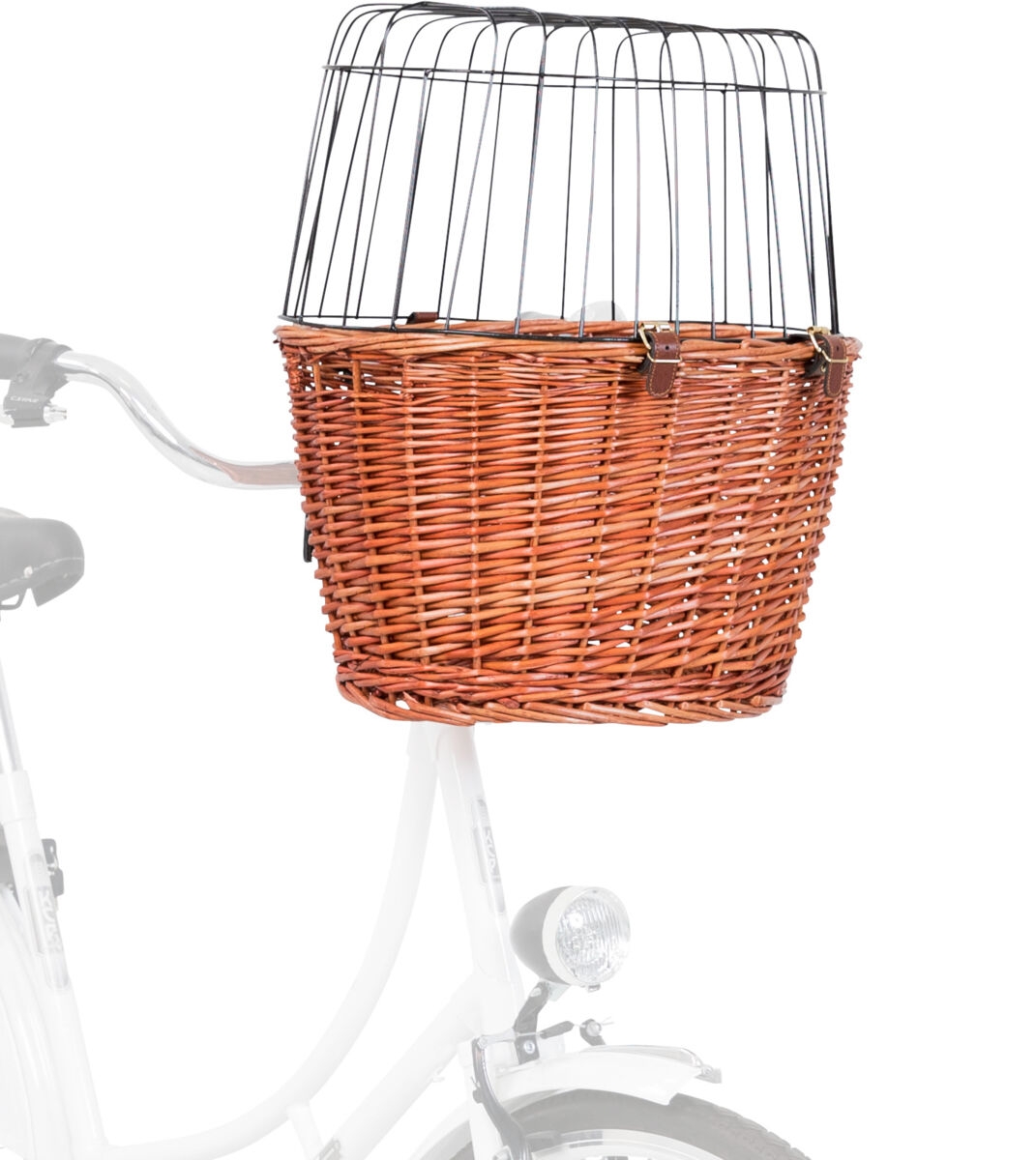 Cykelkurv af pileflet med trådgitter.