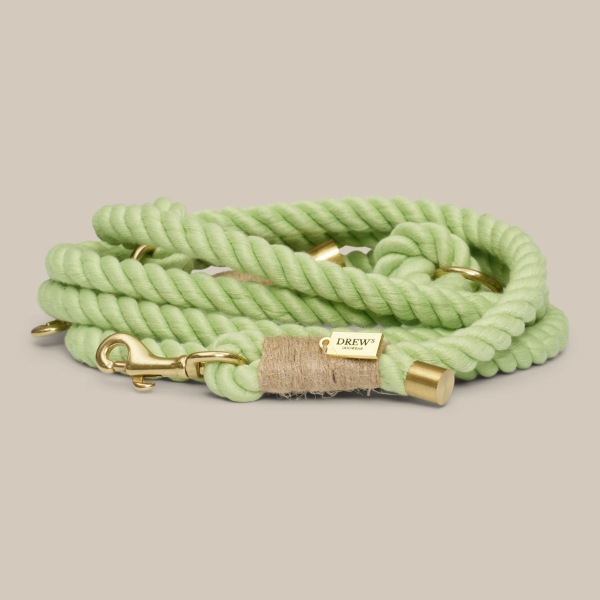 Drew&apos;s Dogwear Lime // Flettet hundesnor i blødt reb (grøn)