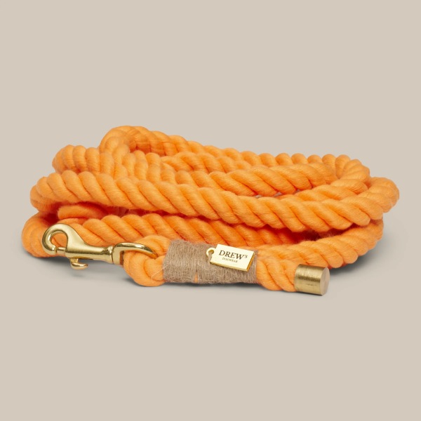 Drew&apos;s Dogwear Peach // Flettet hundesnor i blødt reb (orange)