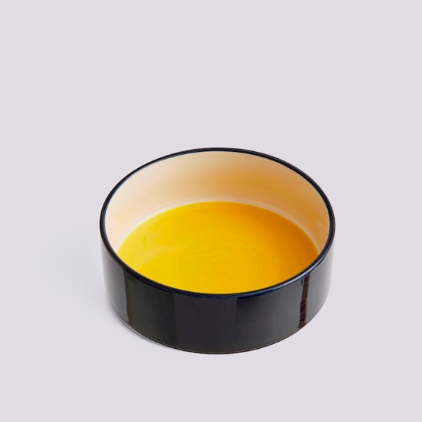 HAY Dogs Bowl Large // Hundeskål i keramik (gul/navy)