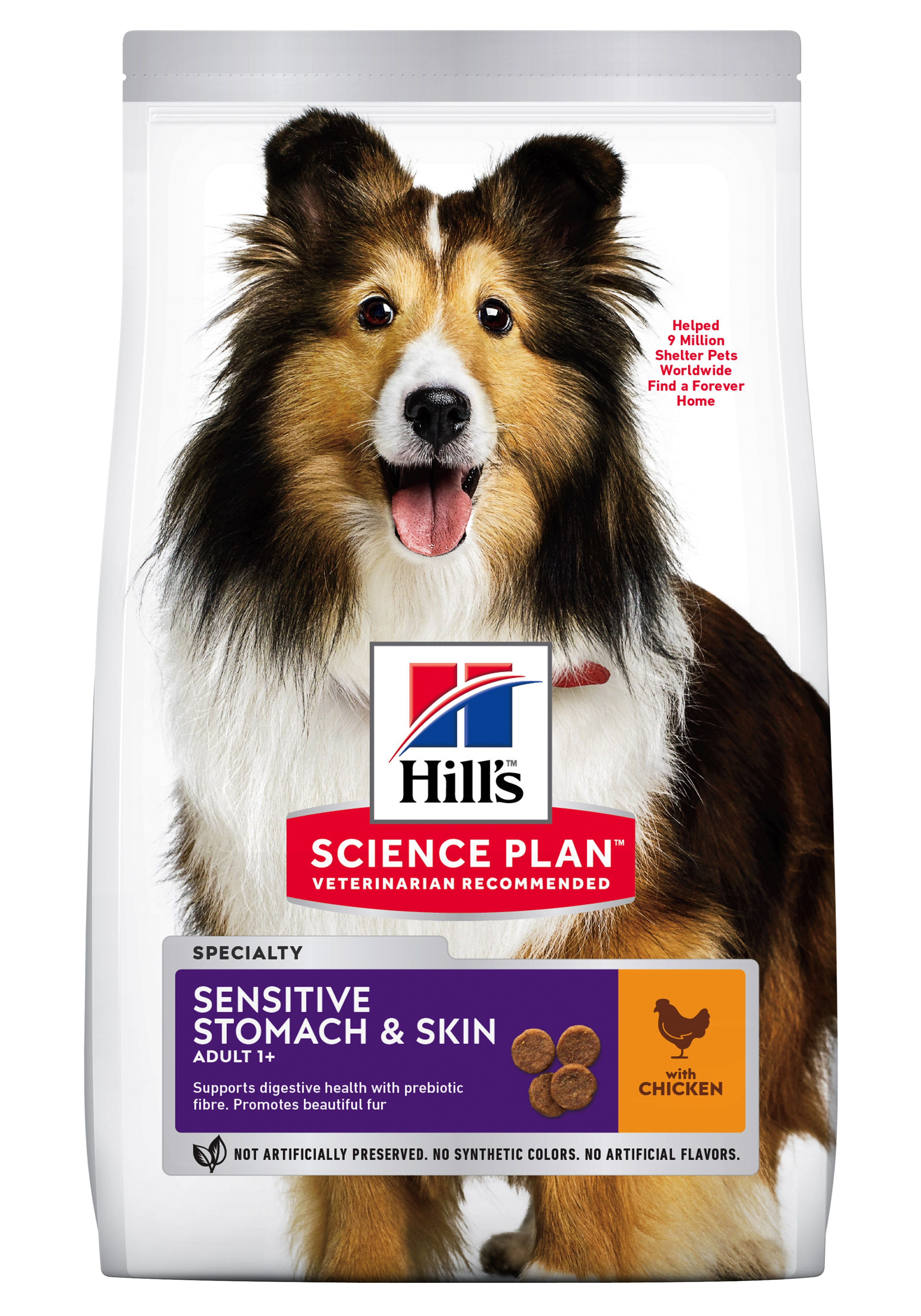 Hill's Science Plan. Sensitive Stomach and Skin, Chicken. Medium Breed. 12kg.
