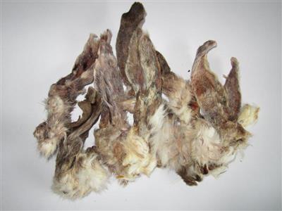 Kaninører m. pels. 100g.