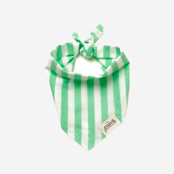 Lolly Green // Hundebandana med striber (grøn) M og L - L