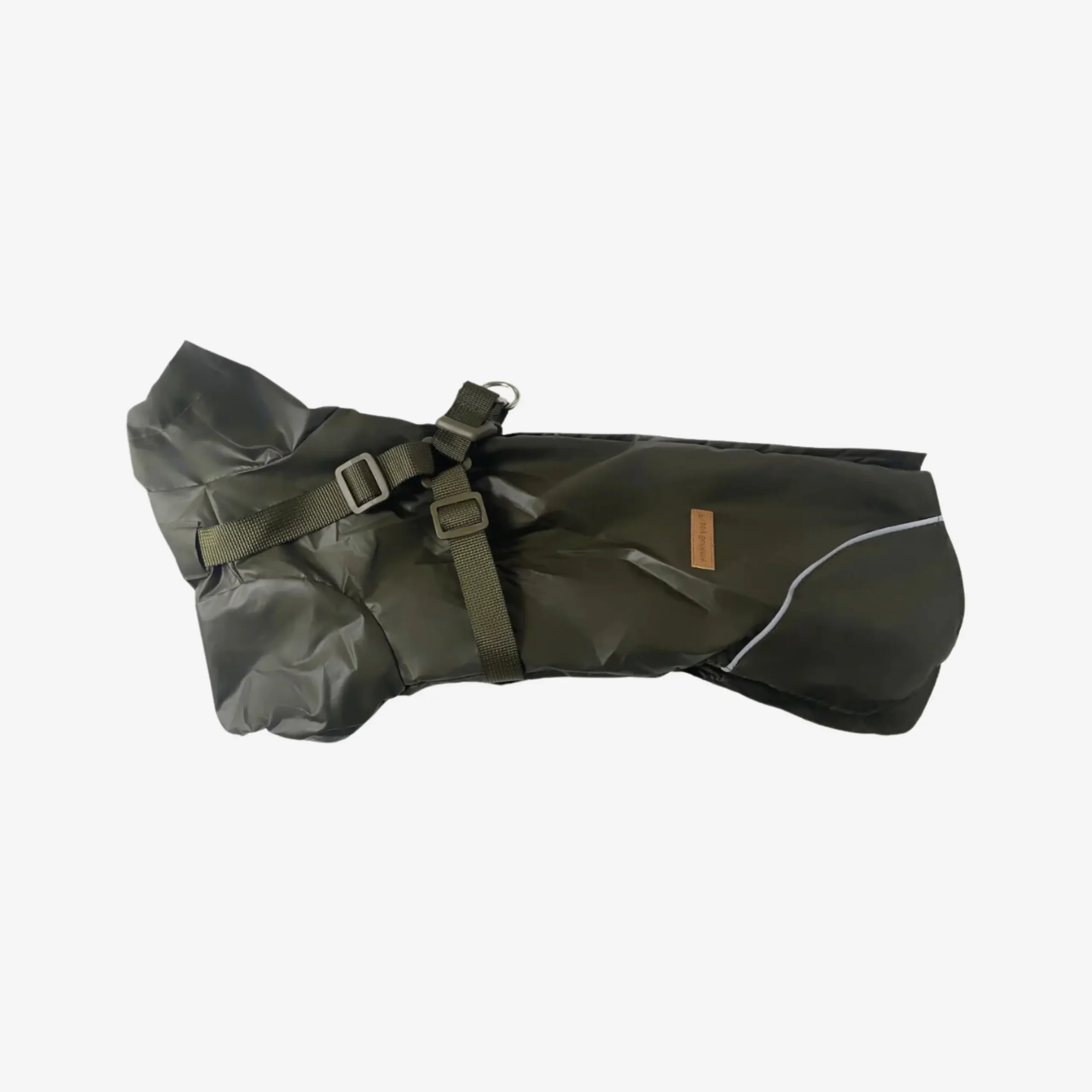 Puppy BohÃme // Step-in hunderegnjakke med sele (dark olive) - 1