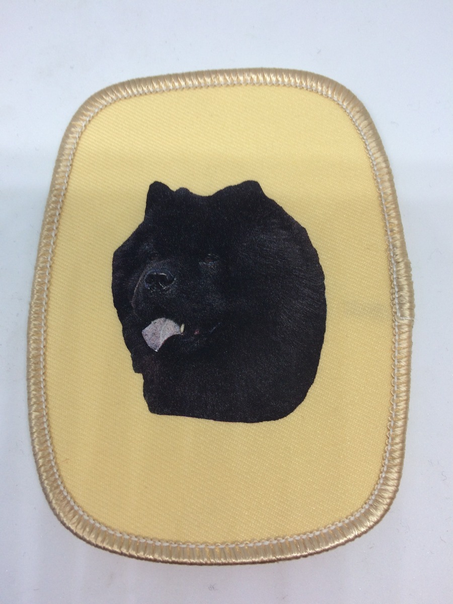 Stofmærke med Chow chow, sort, hv.