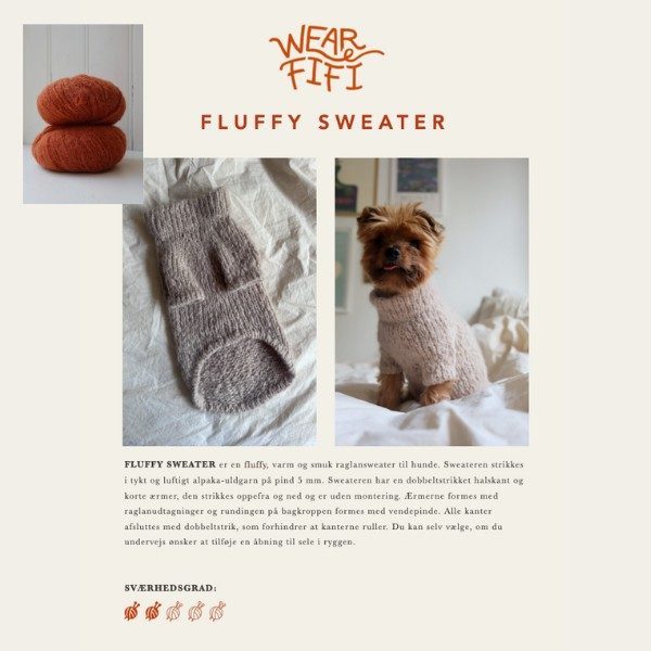 WEAR FIFI Strikkekit // Strik-selv Fluffy Hundesweater (burnt orange) - S-XL